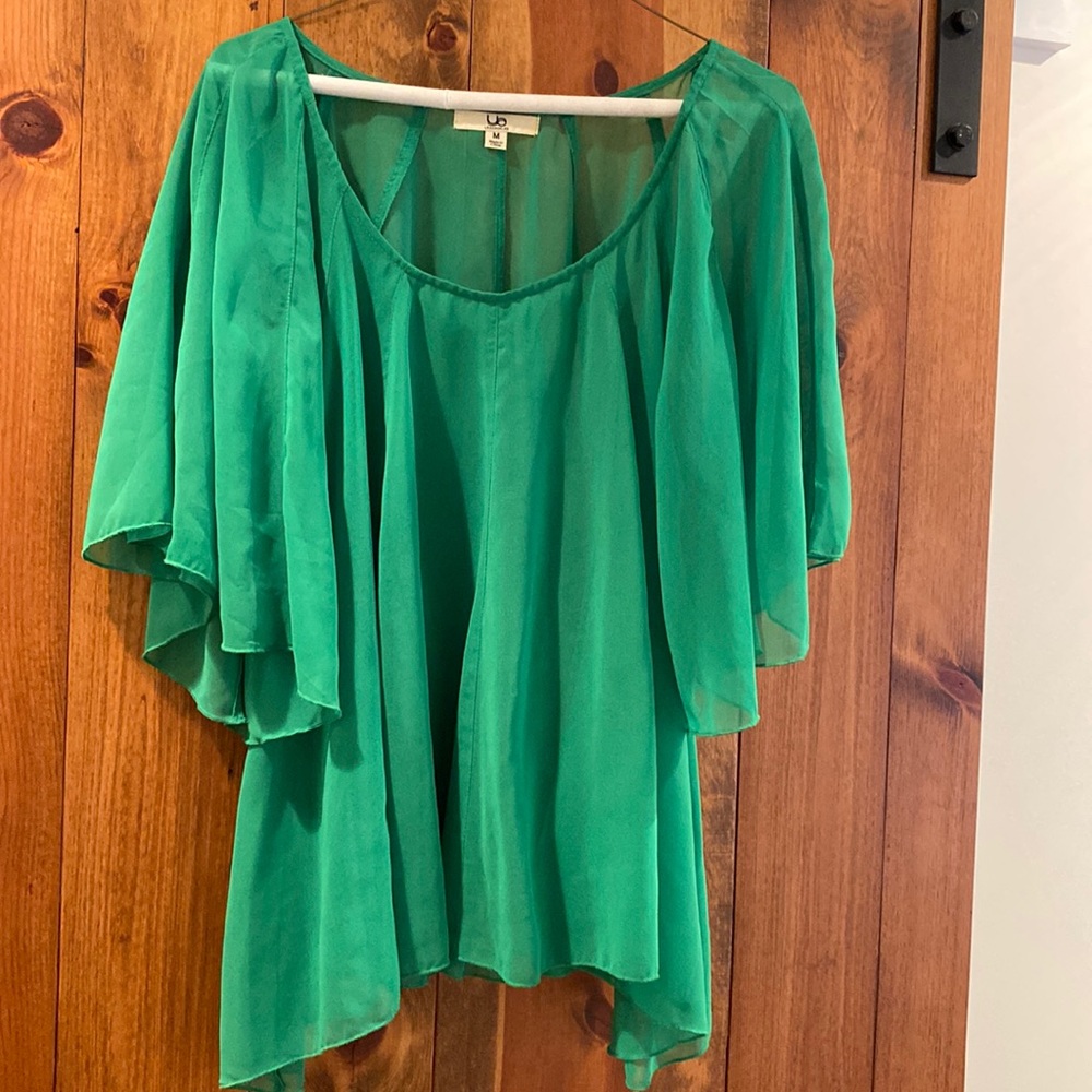 Ya Los Angeles Green Blouse with Sleeves, Size M.
